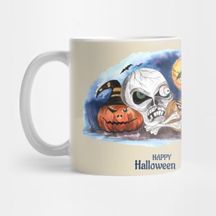 Happy Halloween Skull Pumpkin Mug